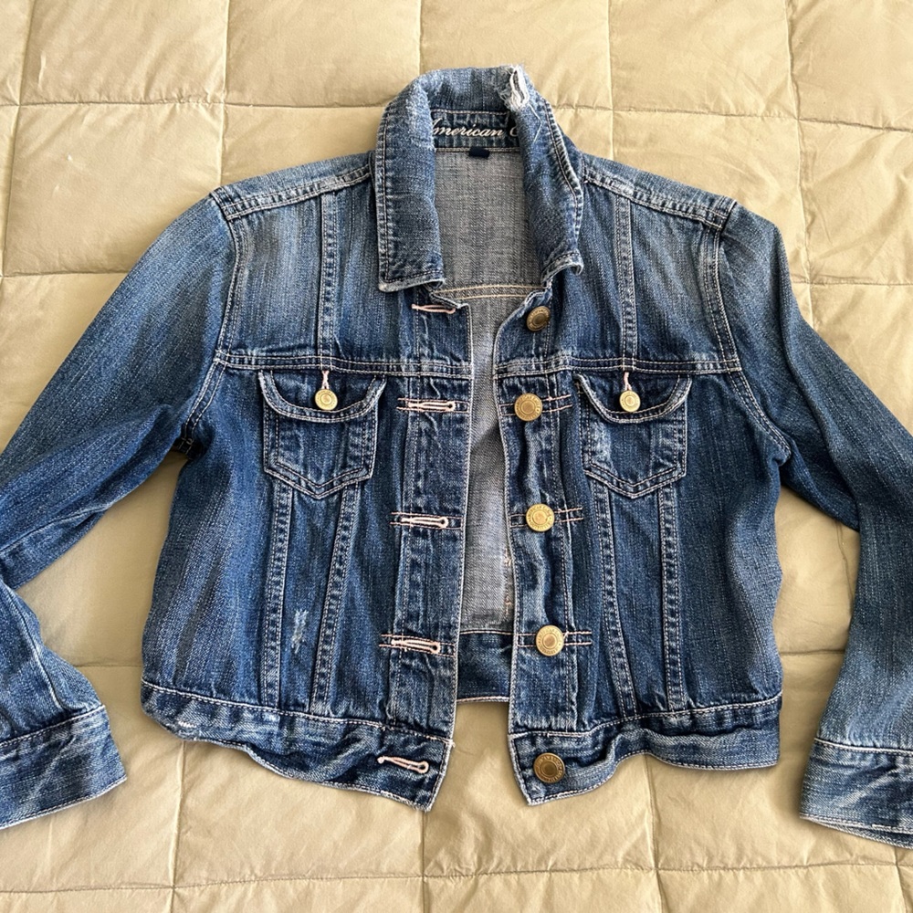Cropped 3/4 sleeve AE denim jacket
